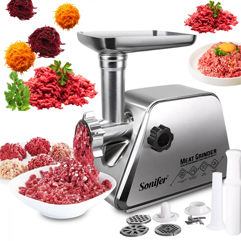 Sonifer SF-5019 Yeni Yüksək Keyfiyyətli 1500W Çoxfunksiyalı Kolbasa Hazırlayan Ətmaşını Elektrikli Paslanmayan Polad Ət Çəkən